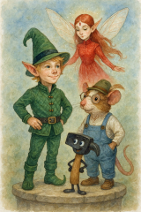 Bild 50 - Morgel, Lehrer Casemir, Regina und Silas Holzkopp