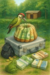 Bild 52 - Specht Gunther und Frosch Emerald mit dem Schatz aus dem Komstkochsteich