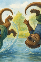 Bild 59 - Die Ottergeschwister Eddy und Ottokar beim Baden