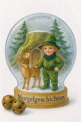 Bild 63 - Morgel und das Rehkitz in einer Schneekugel.