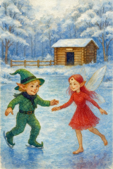 Bild 64 - Morgel und Regina beim Schlittschuhlaufen auf dem Komstkochsteich.