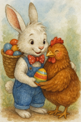 Bild 97 - Osterhase und Henne