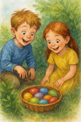 Bild 98 - Die Kinder finden Ostereier