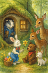 Bild 99 - Osterhase überreicht Dinco Blumen